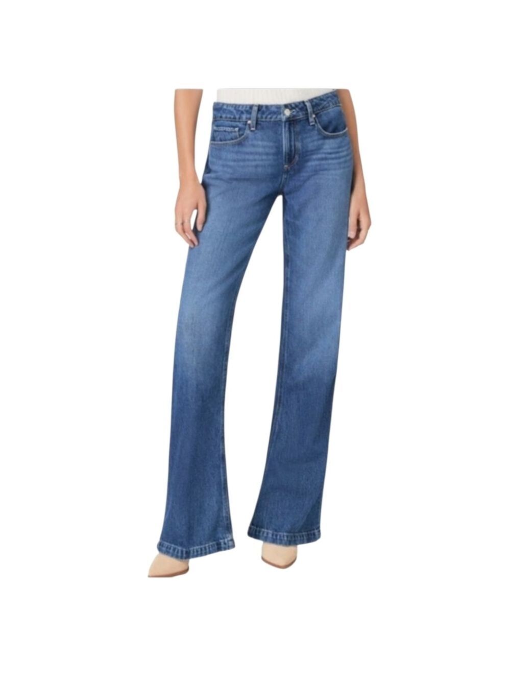 Paige Sonja Low Rise Wide Leg Trouser Jeans In Juke